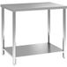 Acier inoxydable table de travail 2 niveaux, pour cuisine, garage, jardin, 90 x 60 x 86 cm, argenté