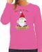 Bellatio Decorations Foute Kersttrui/sweater Dames - Wijn Kabouter/Gnoom - Roze - Doordrinken L