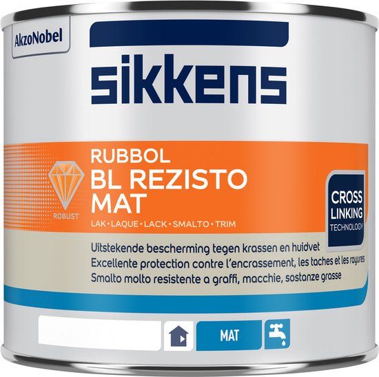 Sikkens Rubbol BL Rezisto Mat Wit - 500 ml - Op kleur gemengd - Binnen - Mat - 20 jaar garantie