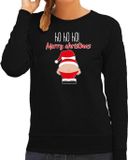 Bellatio Decorations foute kersttrui/sweater dames - Kerstman - zwart - Merry Christmas M
