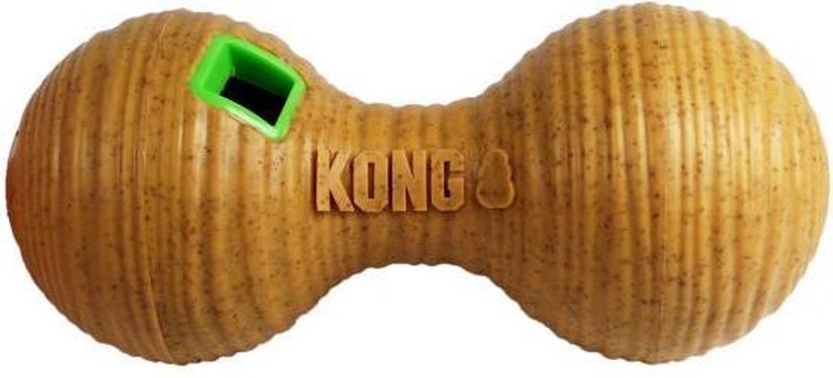 Kong Bamboo Feeder Dumbbell Voerbal - 20,5 cm - Bruin