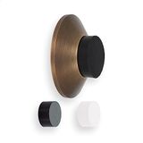 EVI Herrajes Deurstopper voor wandmontage, 45 x 17 mm, antiek messing, wit en zwart rubber inbegrepen, montage met lijm of schroef