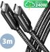 Axagon Mobiele telefoon Laadkabel [1x USB-C - 1x USB-C USB 2.0] 3 m Zwart