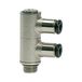 Riegler L-meervoudige verdeler 2-voudig "click-clock" draaibaar, G 1/8 a., voor buitenslang Ø 6 mm, werkdruk max. 16 bar, messing vern.