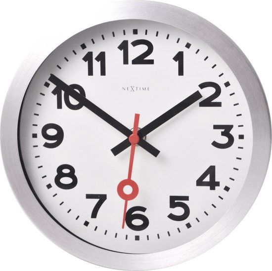 NeXtime 3999AR Wandklok - 35 cm - Aluminium - Wit