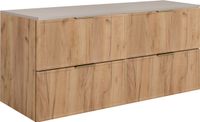 Meuble de salle de bain, placage hêtre "Craft" / aspect cachemire, poignées dorées, largeur 120 cm