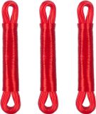 Merkloos Relaxdays waslijn, set van 3, 20 meter, polyester draad, extra sterk, rood
