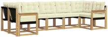 vidaXL Hoek loungeset 7-delig Blanc et Crème Acacia Bois