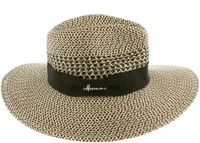 Herman MAYA chapeau de plage, papier chiné, large bord avec ruban, protection UV UPF30, taille M, Noir