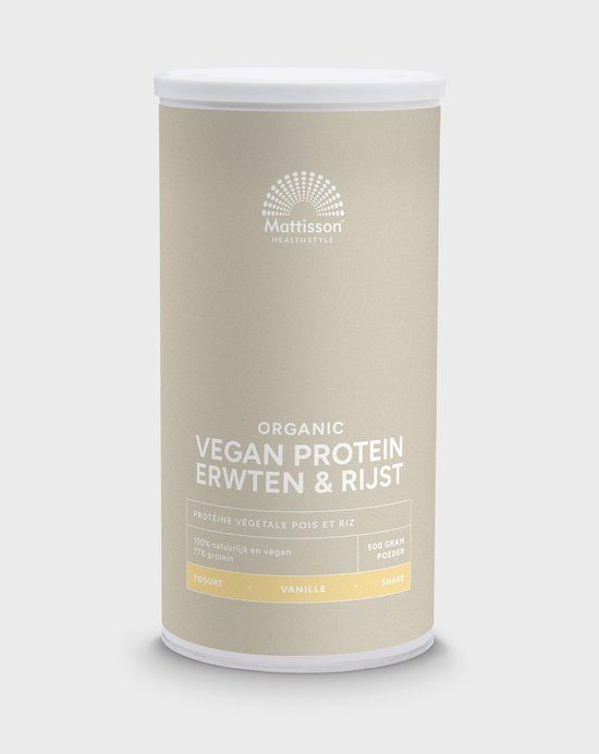 Mattisson HealthStyle Mattisson - Biologisch Vegan Proteïne Poeder - Erwten & Rijst - Vanille - 500 Gram