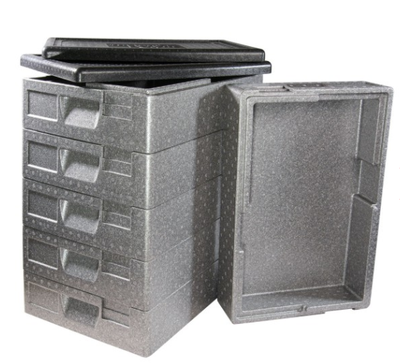 HorecaTraders Thermo box set 6 stuks | 2 deksels | GN 1/1 | 80 mm