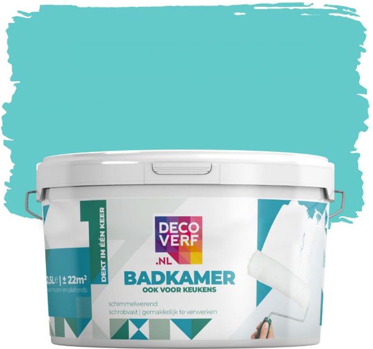Decoverf.nl Decoverf badkamerverf 2.5L tropisch blauw
