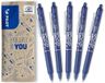 PILOT - Set van 5 FriXion Ball Clicker 07 - Uitwisbare pen met warmtegevoelige inkt - Intrekbare en navulbare rollerbalpen - Blauw - Medium punt