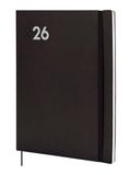 Finocam Kalender 2026, weekoverzicht, januari - december (12 maanden), jaarplanner 2026, met elastiek en puntband, zachte mara-omslag, zwart, Catalaans