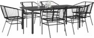 Maison Exclusive - Ensemble de jardin, 7 pièces, noir, en polyrotin tressé, avec plateau de table en verre