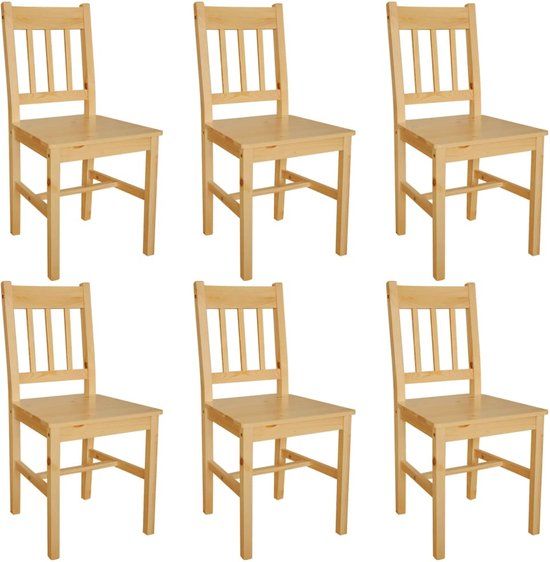 vidaXL Eetkamerstoelen 6 stuks grenenhout Natuurlijk