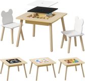 AIYAPLAY Kindertafel- en Stoelenset-MDF, Grenenhout-60L x 60B x 44H cm-Natuurhout