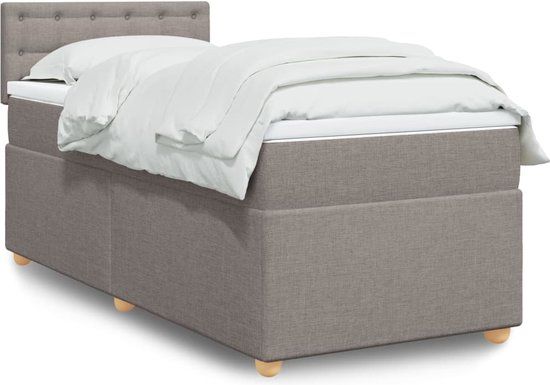 vidaXL Boxspring met matras stof taupe 90x200 cm