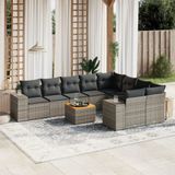 Maison Exclusive - Ensemble de jardin, composé de 10 pièces avec coussins, gris, en polyrotin