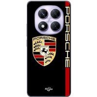 Maniacase Beschermhoes Xiaomi Redmi Note 14 Pro 5G PORSCHE logo rouge et dorée fond noir