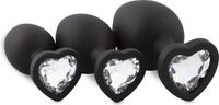 EasyToys EQOM Purchasing B.V. Siliconen Buttplug Set Met Diamantjes - Hart