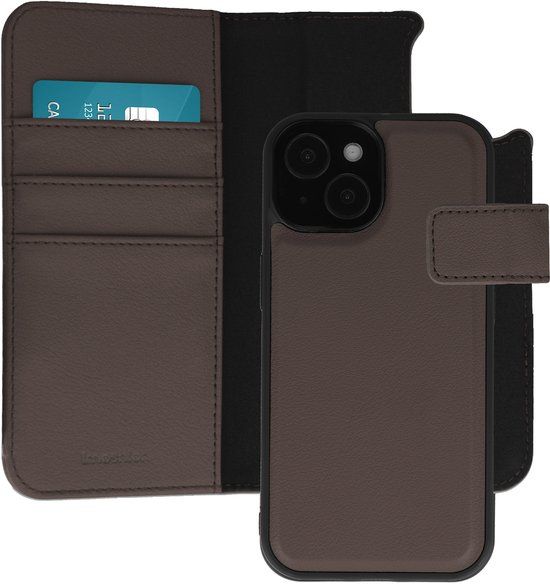imoshion Hoesje - Geschikt voor Apple iPhone 15 - Uitneembare 2-in-1 Luxe Bookcase - Bruin