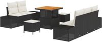 vidaXL - Tuinbank - Set - 8 - st - 7-Aantal - zitplaatsen - Zwart - Poly - rattan