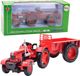 LEAN TOYS Tracteur de ferme en métal avec remorque rouge 1:18