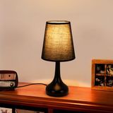 Comely Tafellamp, retro stoffen kap, zwart, vintage bedlampje E27-fitting, 1,5 m kabel met schakelaar, decoratieve lamp voor slaapkamer, woonkamer, kantoor