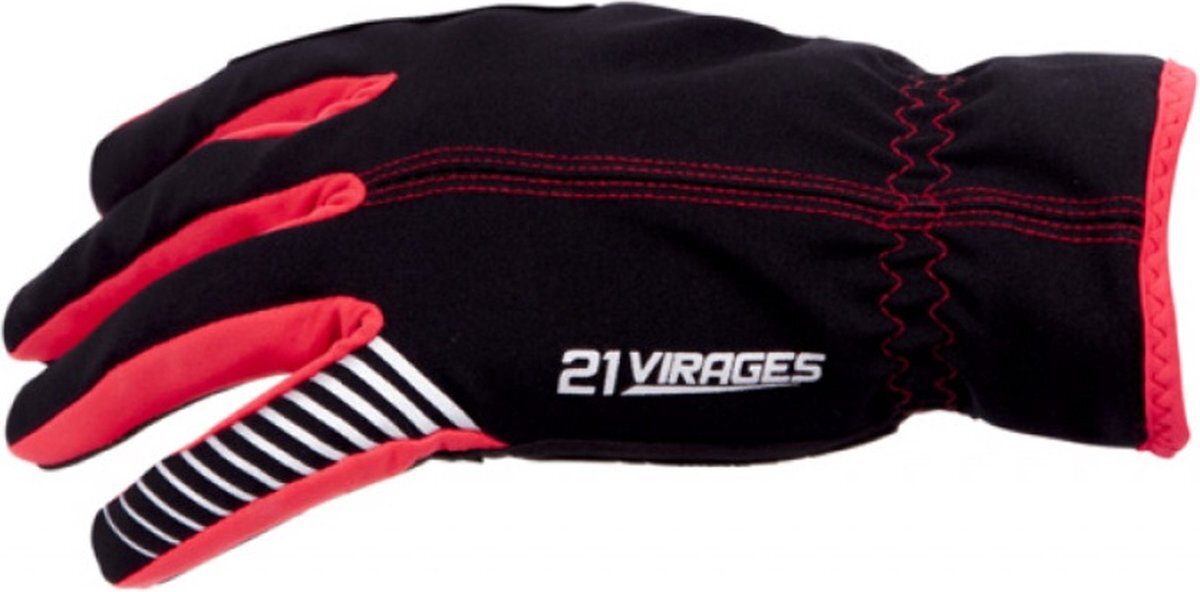 21Virages fietshandschoenen winter wind- en waterproof unisex Zwart Rood-M