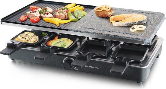 Emerio RG-110035 Gourmetstel - 8 Personen - Steengrill - Anti-aanbak - Zwart