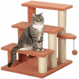 PawHut Katzentreppe-Spanplatte, Jute-45L x 40B x 48H cm-Braun