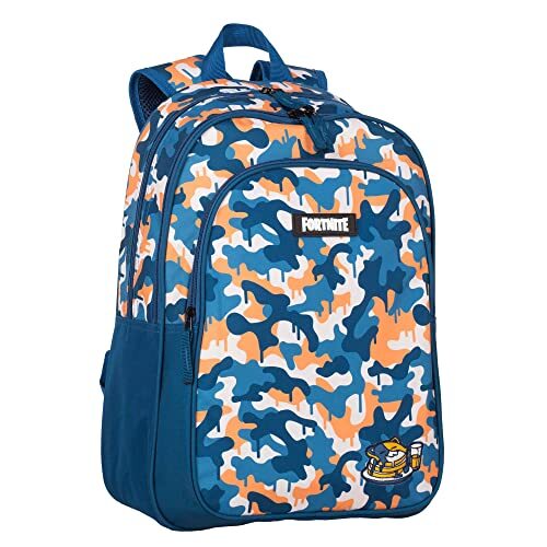 Fortnite Blauwe Camo Schoolrugzak - Dubbel compartiment en voorvak - Aanpasbaar aan trolley - Gevoerde binnenkant - Gewatteerde rug- en schouderriemen - 42 x 32 x 20 cm - Toybags