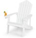 Adirondack Stoel met Bekerhouder Weerbestendige Tuinstoel Tuinstoel van Kunststof Outdoorstoel 170 kg (Wit)
