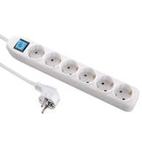 Electraline 59663 Stekkerdoos 6 voudig met Schakelaar, Kabel 1.5 M, 3G1.5mm, Meervoudige Stekkerdoos, Tafelstekkerdoos, Wit