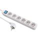 Electraline 59663 Stekkerdoos 6 voudig met Schakelaar, Kabel 1.5 M, 3G1.5mm, Meervoudige Stekkerdoos, Tafelstekkerdoos, Wit