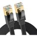 Elfcam - Câble réseau Ethernet Cat 8 de 5 m, plat, noir, LAN/WAN, Cat 8 SFTP 28 AWG, 2 000 MHz, 40 Gbps, avec connecteurs RJ45 de haute qualité