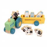 Chicco Houten Koeientraktor met Aanhangwagen & Melkflessen - Educatief Speelgoed (2+)
