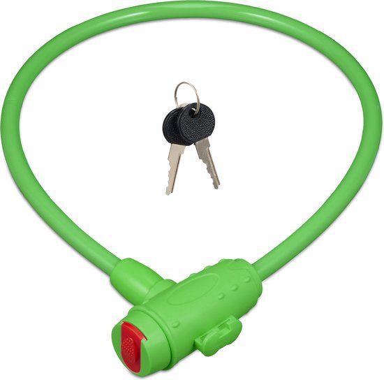 Relaxdays Kinderfietsslot - Groen - 70 cm - Kabelslot