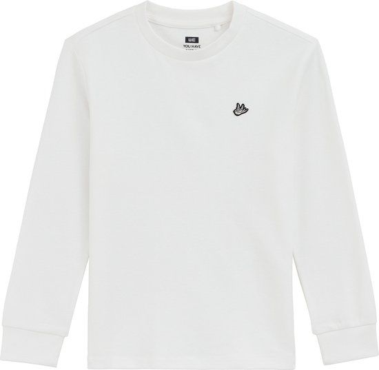 WE Fashion Jongens T-shirt Lange Mouw Wit Katoen Maat 122/128
