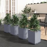 vidaXL Jardinière 4 pièces 30x30x37 cm polypropylène bleu gris