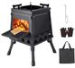 Poêle à bois portable pour le camping - Avec brûleur en métal - Pliable - Coupe-vent - Avec sac de transport - Utilisable pour la cuisine en plein air - Système d'allumage non inclus