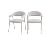 Lot de 2 fauteuils de table en tissu et métal - beige