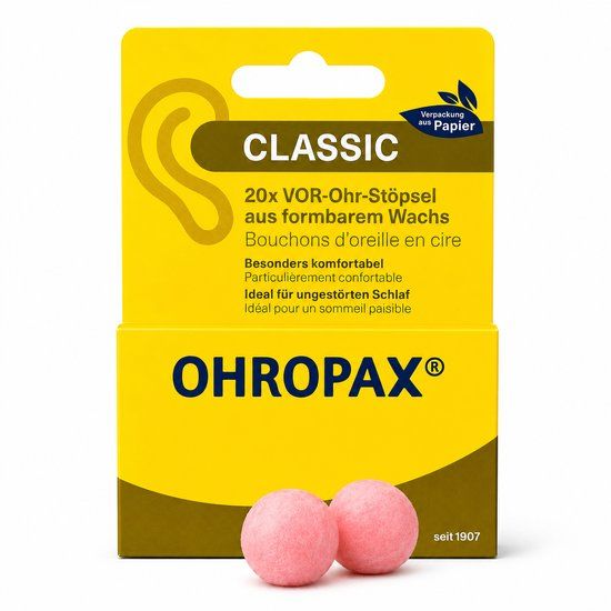 Ohropax Classic - Slaapoordoppen van Was - Zachte Oordoppen voor Slapen en Rust - Geluidsdempend - 20 Stuks