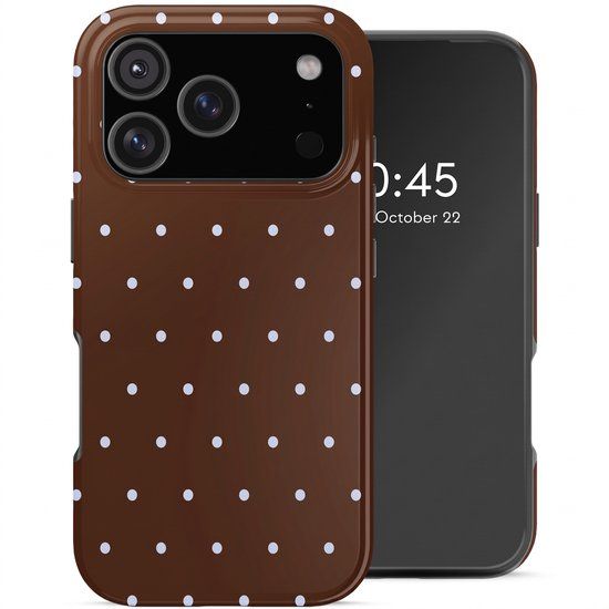 Selencia Hoesje - Geschikt voor Apple iPhone 17 Pro Max - Backcover geschikt voor MagSafe - Happy Dots Chocolate