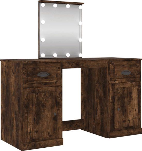 vidaXL Kaptafel met LED-verlichting 130x50x132,5 cm gerookt eikenkleur