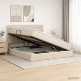 vidaXL Opslag bed met matras Crèmekleurig 180 x 200 cm Stof