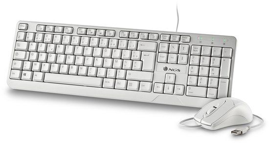 NGS COCOAKITWHITEFRENCH FR Toetsenbord en Muis Set - USB - AZERTY - Frans - Wit