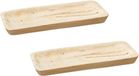 CEPEWA Set van 2x stuks rechthoekig kaarsenbord/kaarsenplateau hout 40 x 3 x 17 cm