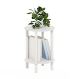 Furinno Turn-N-Tube 2-laags ronde houten bijzettafel, bijzettafel, wit/wit